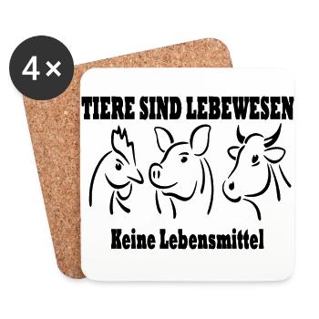 Tiere sind Lebewesen Keine Lebensmittel - Untersetzer (4er-Set) - Weiß - Vorne