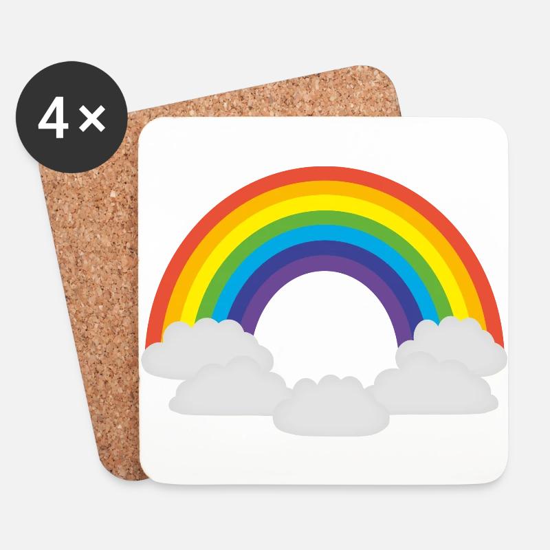 Regenbogen - Untersetzer (4er-Set) - Weiß