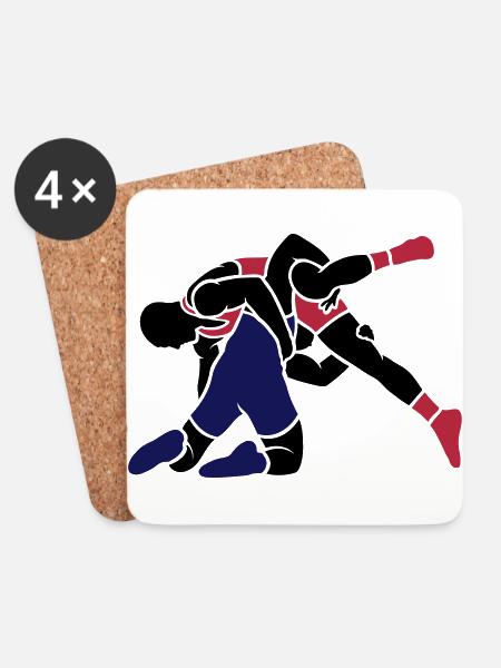 wrestling throw - Coasters (set of 4) - white