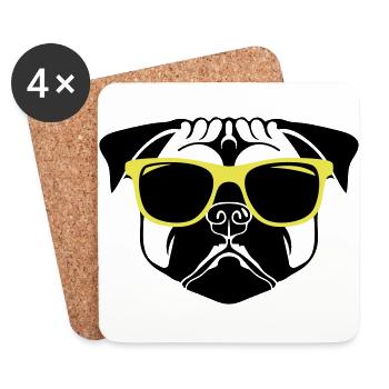 Pug Mummy Pug Papa Pugs Dog Dogs best friend - Coasters (set of 4) - white - Front