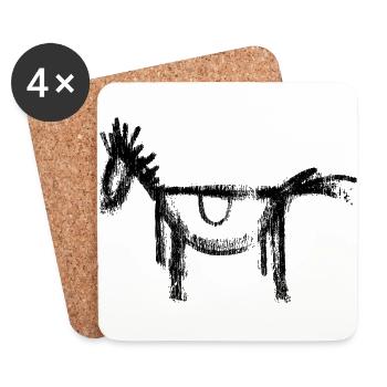 Pferd horse Pony Graffiti Wallart Skizze Zeichnung - Untersetzer (4er-Set) - Weiß - Vorne