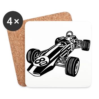 Rennwagen / Race Car 02_schwarz - Untersetzer (4er-Set) - Weiß - Vorne