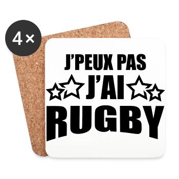j'peux pas j'ai rugby - Dessous de verre (lot de 4) - blanc - Devant