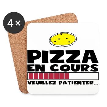PIZZA EN COURS(+dessin) - Dessous de verre (lot de 4) - blanc - Devant