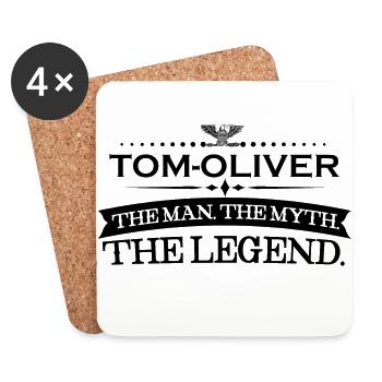 Homme cadeau légende du mythe Tom Oliver - Dessous de verre (lot de 4) - blanc - Devant