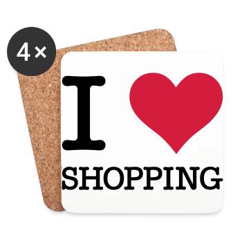 I love shopping - Coasters (set of 4) - white - Front
