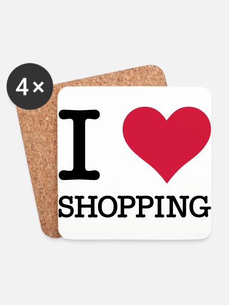 I Love Shopping - Untersetzer (4er-Set) - Weiß