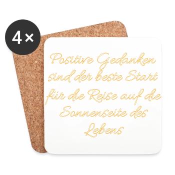 Positive Gedanken Sonnenseite des Lebens Orange - Untersetzer (4er-Set) - Weiß - Vorne