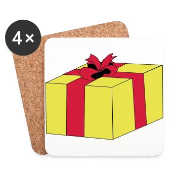 Gift wrapped surprise ribbon package - Coasters (set of 4) - white - Front