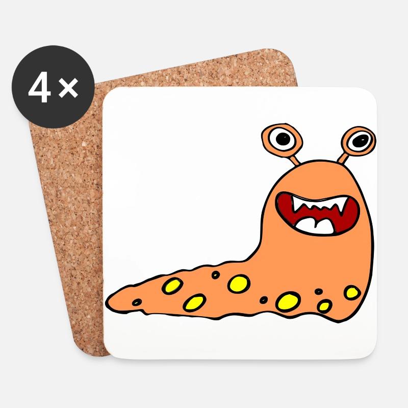 Schnecke Monster Orange Punkte - Untersetzer (4er-Set) - Weiß
