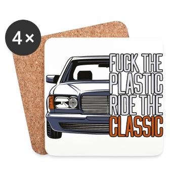 Voiture rétro de style FTP Silhouette classique - Dessous de verre (lot de 4) - blanc - Devant