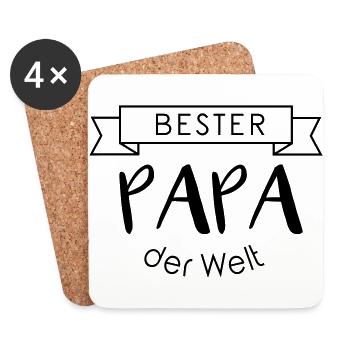 Bester PAPA der Welt - Untersetzer (4er-Set) - Weiß - Vorne