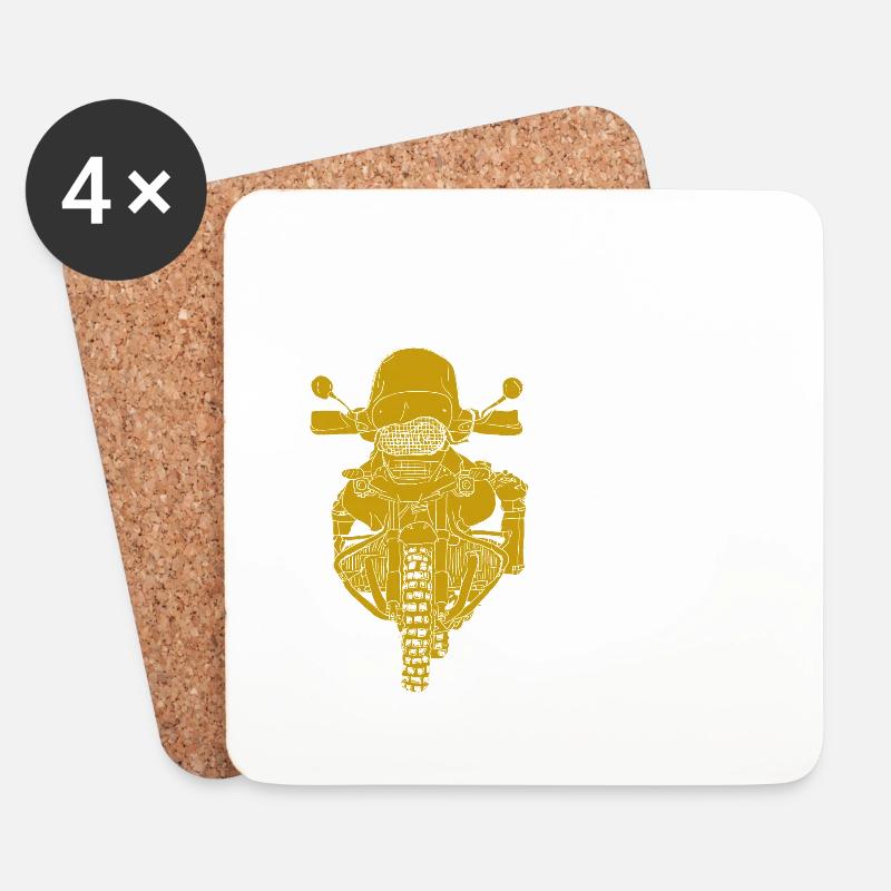 Boxer - Reiseenduro Motorrad mit Fahrer - Untersetzer (4er-Set) - Weiß