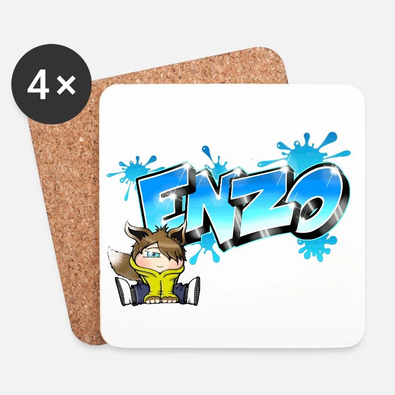 Enzo-Graffiti-Name - Untersetzer (4er-Set) - Weiß