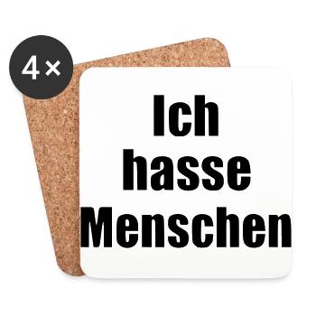 Ich hasse Menschen Statement vegan Tierschutz - Untersetzer (4er-Set) - Weiß - Vorne