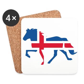 Töltende Icelandic with Icelandic flag - Coasters (set of 4) - white - Front