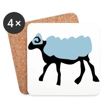 sheep_farm_animal - Dessous de verre (lot de 4) - blanc - Devant