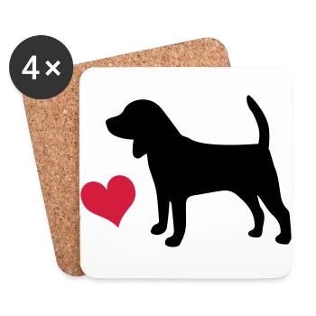 Beagle - Dessous de verre (lot de 4) - blanc - Devant