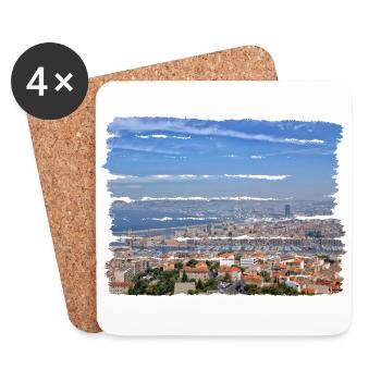 Blick über die Hafenstadt Marseille - Untersetzer (4er-Set) - Weiß - Vorne