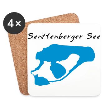 Senftenberger See mit Schriftzug 2 farbig - Untersetzer (4er-Set) - Weiß - Vorne