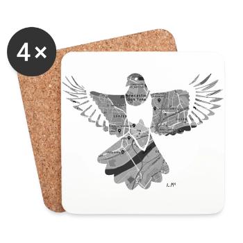 Magpies-Newcastle - Coasters (set of 4) - white - Front