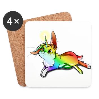 Kaninchen - Einhorn - Untersetzer (4er-Set) - Weiß - Vorne