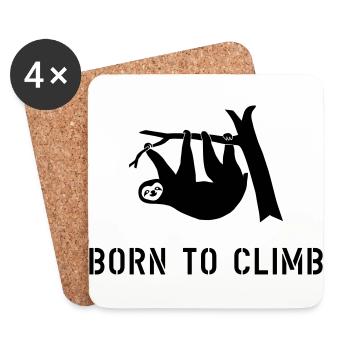 climbing boulder mountain sloth born to climb - Coasters (set of 4) - white - Front