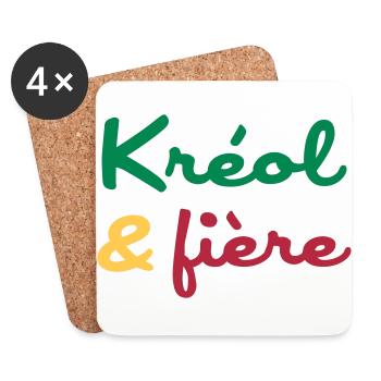 Créole / Martinique / Guadeloupe / Antilles - Dessous de verre (lot de 4) - blanc - Devant