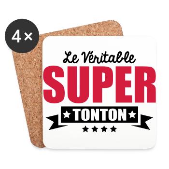 le véritable super tonton - Dessous de verre (lot de 4) - blanc - Devant