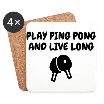 Table Tennis - Ping Pong - Sport - Racket - Ball - Dessous de verre (lot de 4) - blanc - Devant