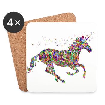 Rainbow Unicorn - Coasters (set of 4) - white - Front