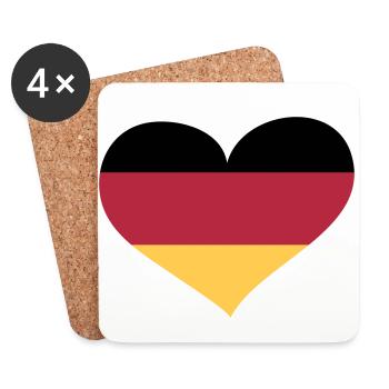 Deutschland Herz; Heart Germany - Coasters (set of 4) - white - Front