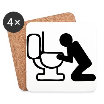 Figur vor Toilette, Zum Kotzen... - Untersetzer (4er-Set) - Weiß - Vorne