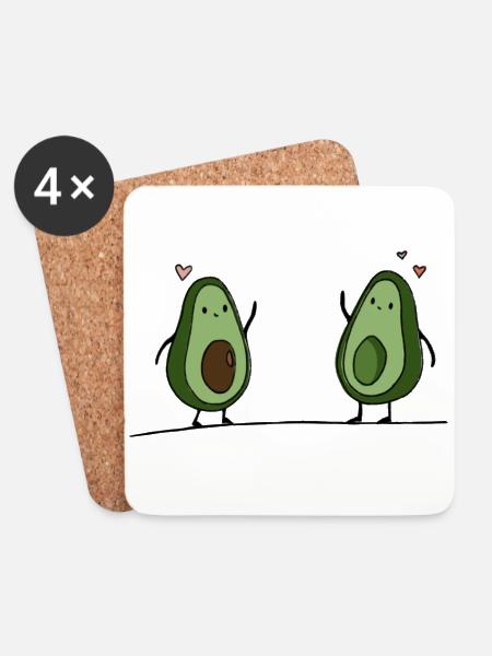 Avocado love - Coasters (set of 4) - white