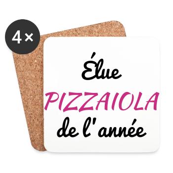 pizza / pizzaiolo / chef / italie / pizzaiola - Dessous de verre (lot de 4) - blanc - Devant