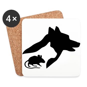 Dog, Cat and Mouse Silhouette - Coasters (set of 4) - white - Front