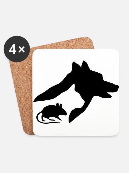 Hund, Katze, Maus Silhouette - Untersetzer (4er-Set) - Weiß