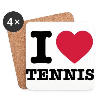 I love tennis heart sport ball raquette player - Dessous de verre (lot de 4) - blanc - Devant