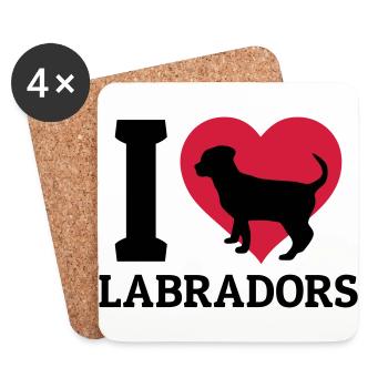 I love Labradors - Dessous de verre (lot de 4) - blanc - Devant
