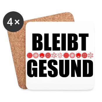 BLEIBT GESUND - Corona Maske lustig - Untersetzer (4er-Set) - Weiß - Vorne