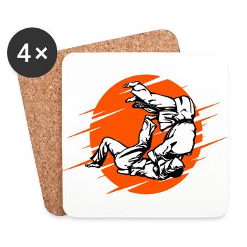 Judo Judoka T Shirt & Hoodie - Judo Throw Tomoe Nage - Dessous de verre (lot de 4) - blanc - Devant