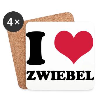 I Love Zwiebel - Untersetzer (4er-Set) - Weiß - Vorne