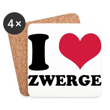 I Love Zwerge - Untersetzer (4er-Set) - Weiß - Vorne