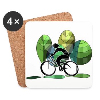 Cycliste - Dessous de verre (lot de 4) - blanc - Devant