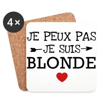 je peux pas je suis blonde - Dessous de verre (lot de 4) - blanc - Devant