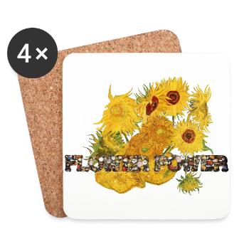 Sonnenblumen FLOWER POWER van Gogh Geschenkidee - Untersetzer (4er-Set) - Weiß - Vorne