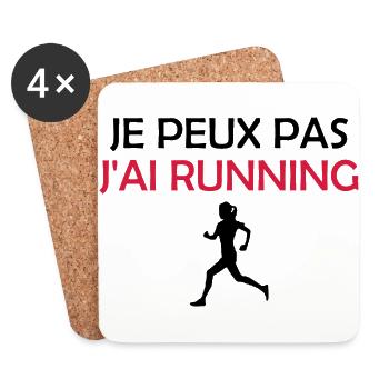 je peux pas j'ai running - Dessous de verre (lot de 4) - blanc - Devant