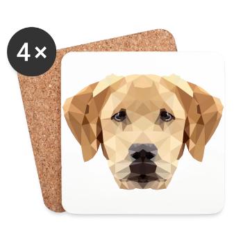 Chien Labrador Polygone - Dessous de verre (lot de 4) - blanc - Devant