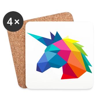 Licorne minimaliste aux couleurs de l’arc-en-ciel - Dessous de verre (lot de 4) - blanc - Devant