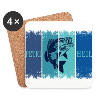 angeln eisangeln petri heil fischernetz - Untersetzer (4er-Set) - Weiß - Vorne